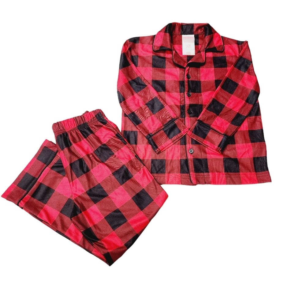 Kids 2-Piece Christmas Plaid Pajama Set - Button Down Shirt - Size 4‎ - NWT - Picture 2 of 8